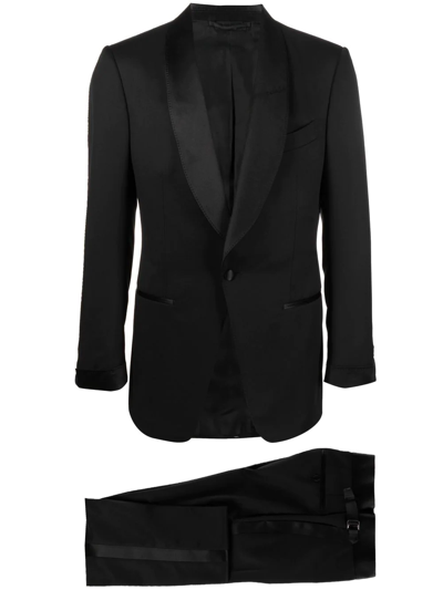 Shop Tom Ford Silk-trim Single-breasted Suit In Black