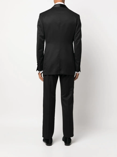 Shop Tom Ford Silk-trim Single-breasted Suit In Black