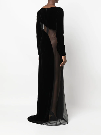 Tom Ford Velvet Boat-neck Cutout Gown In Black
