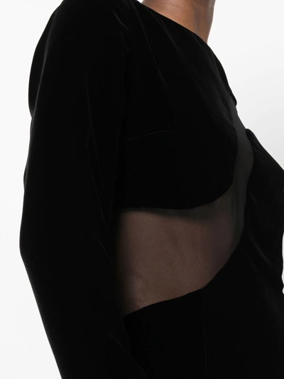 Shop Tom Ford Mesh-panelled Velvet Gown In Black