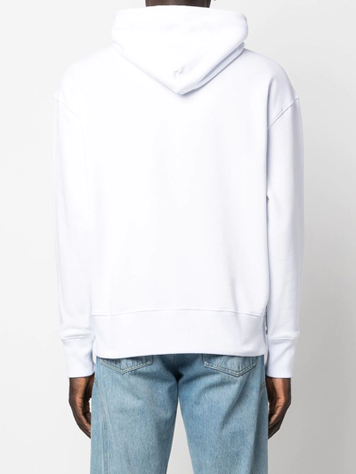 Msgm Logo Print Cotton Hoodie In Weiss