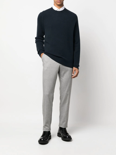 Shop Hugo Boss Mid-rise Straight-leg Trousers In Grau