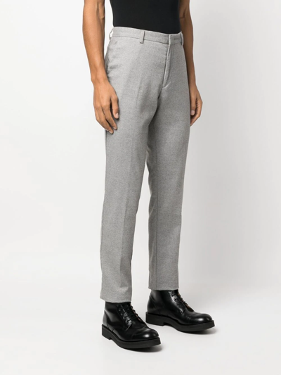 Shop Hugo Boss Mid-rise Straight-leg Trousers In Grau