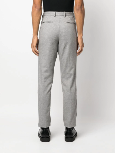 Shop Hugo Boss Mid-rise Straight-leg Trousers In Grau