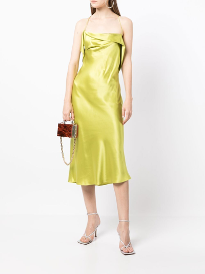 Shop Michelle Mason Bias-cut Cowl Neck Midi Dress In Grün