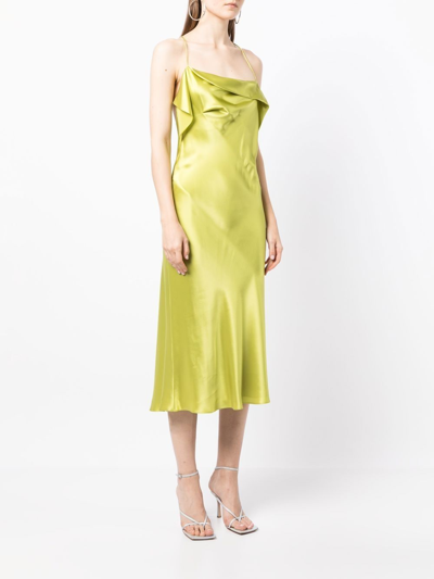 Shop Michelle Mason Bias-cut Cowl Neck Midi Dress In Grün