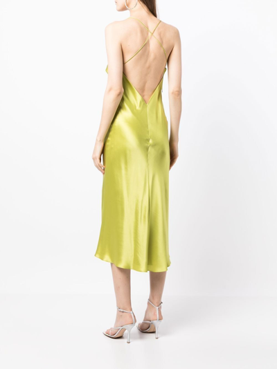 Shop Michelle Mason Bias-cut Cowl Neck Midi Dress In Grün