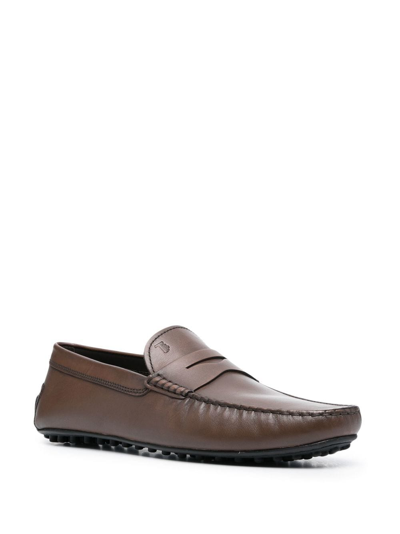 Tod's Classic Casual Moccasin With Rubber Sole In Braun