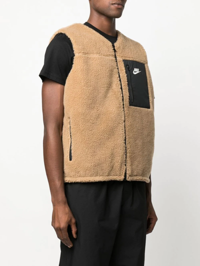 Shop Nike Reversible Sherpa Vest In Nude