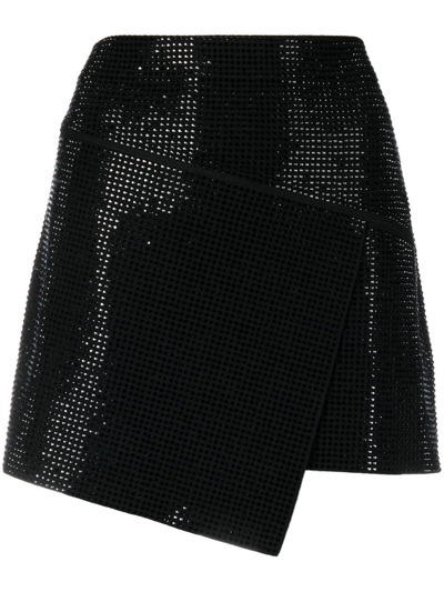 Shop Andreädamo Glass-crystal-embellished Mini-skirt In Schwarz