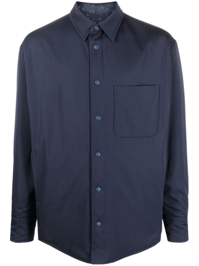 Shop Lanvin Virgin-wool Shirt Jacket In Blau
