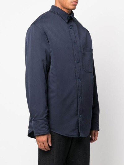 Shop Lanvin Virgin-wool Shirt Jacket In Blau