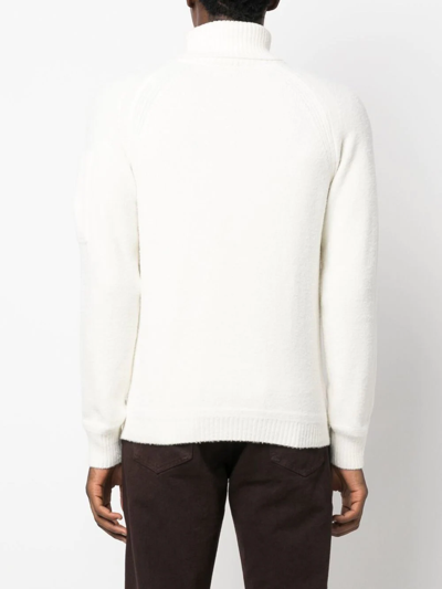 Shop C.p. Company Ribbed-trim Roll-neck Jumper In Nude