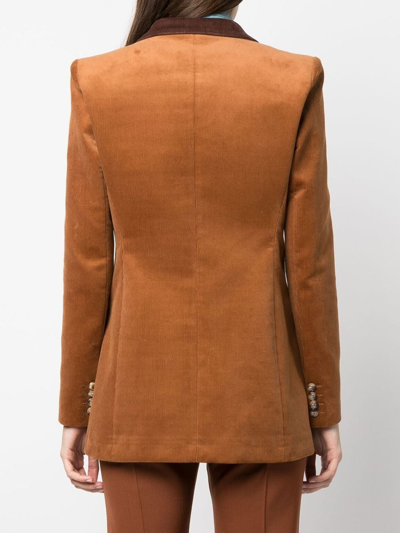 Shop Hebe Studio Double-breasted Button Jacket In Braun