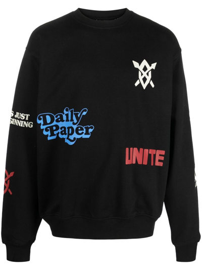 Shop Daily Paper Slogan Logo-print Sweatshirt In Schwarz