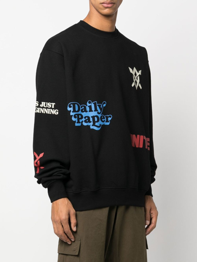 Shop Daily Paper Slogan Logo-print Sweatshirt In Schwarz
