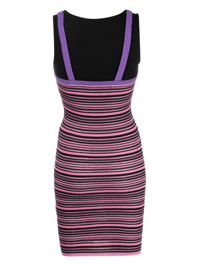 Shop Cormio Striped Cotton-silk-cashmere Bodycon Dress In Rosa