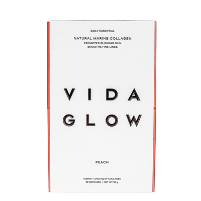Shop Vida Glow Natural Marine Collagen Sachets Peach, Supplements, Metal