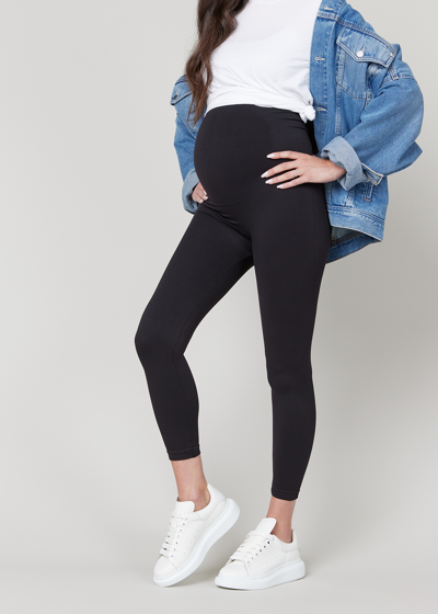 Shop Spanx Mama Ecocare Seamless Maternity Leggings In Black