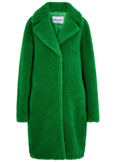 Shop Stand Studio Camille Cocoon Faux Shearling Coat In Bright Green
