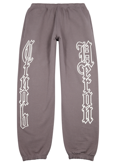 Shop Heron Preston Gothic Printed Cotton Sweatpants In Grey