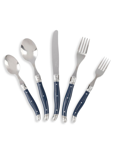 Shop French Home Laguiole 20-piece Stainless Steel Flatware Set In Navy Blue