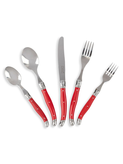 Shop French Home Laguiole 20-piece Stainless Steel Flatware Set In Scarlet