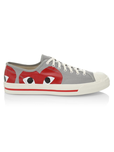 Shop Comme Des Garçons Play Men's Cdg Play X Converse Unisex Jack Purcell Low-top Sneakers In Red Gray