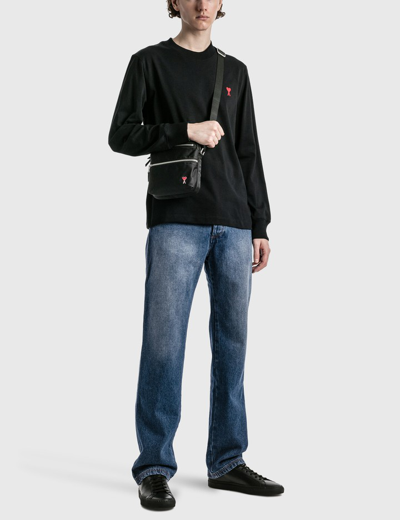 Shop Ami Alexandre Mattiussi De Coeur Long Sleeve T-shirt In Black