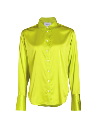 Shop Frame Women's The Standard Satin Shirt In Flash Lime