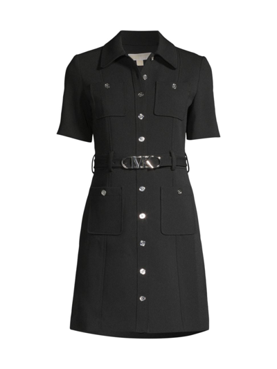 Shop Michael Michael Kors Women's Belted Utility Minidress In Black