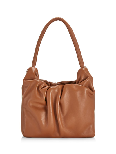 Shop Staud Women's Felix Ruched Leather Top Handle Bag In Tan