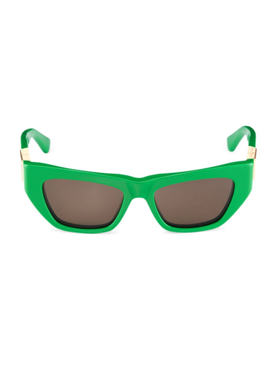 Shop Bottega Veneta Women's Triangle 52mm Cat Eye Sunglasses In Green