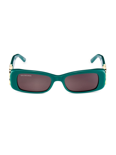 Shop Balenciaga Women's Dynasty 51mm Rectangular Sunglasses In Green