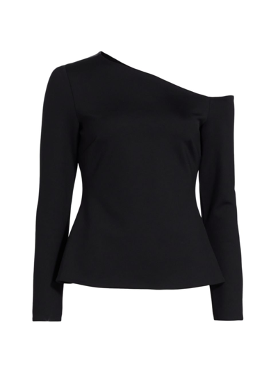 Shop Rosetta Getty Women's Asymmetric Scuba Double-knit Top In Black
