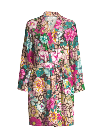 Shop Johnny Was Women's Evelyn Belted Floral-print Silk Robe In Neutral