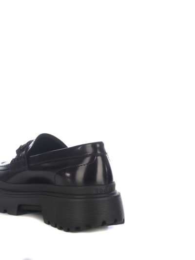 Shop Hogan Loafers  H629 In Leather In Nero