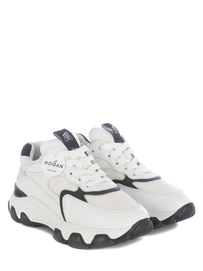 Shop Hogan Sneakers  Hyperactive In Nylon And Leather In Bianco