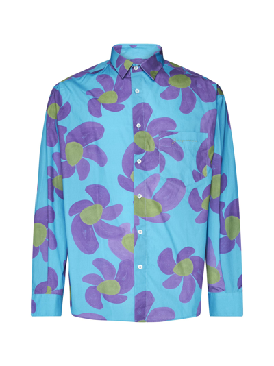 Shop Jacquemus Shirt In Print Purple Flowers