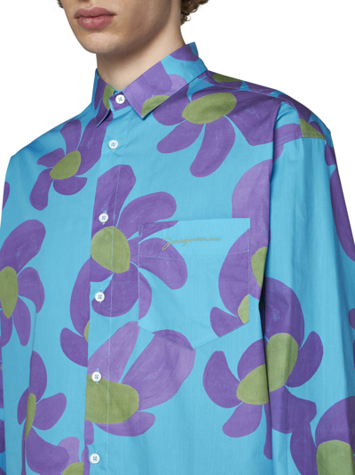 Shop Jacquemus Shirt In Print Purple Flowers