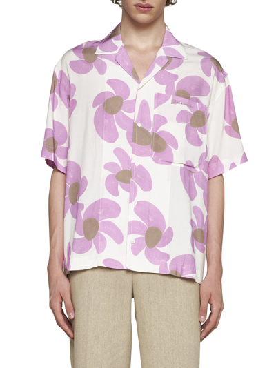 Shop Jacquemus Shirt In Print Pink Flowers