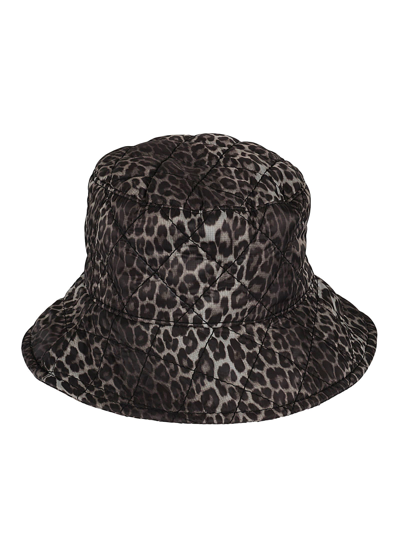 Shop Maison Michel Leopard Print Quilted Bucket Hat In Brown