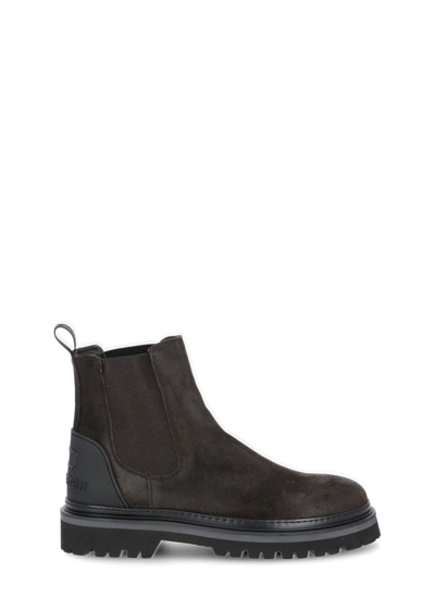 Shop Woolrich Leather Chelsea Boots In Rustico Dark Brown