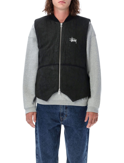 Washed Canvas Primaloft Vest In Black