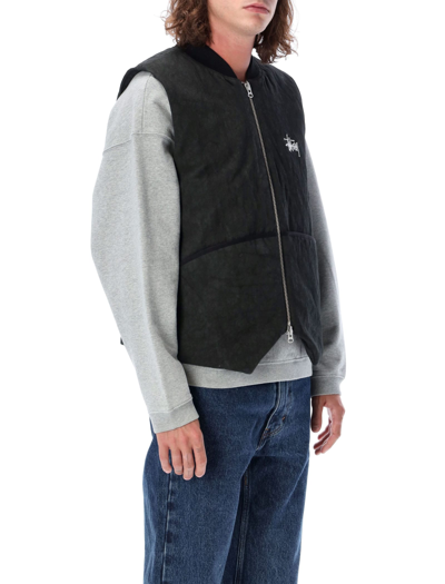 Washed Canvas Primaloft Vest In Black
