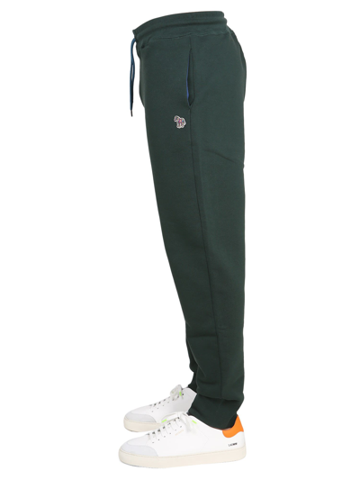 Shop Ps By Paul Smith Jogging Pants With Multicolor Zebra Patch In Verde