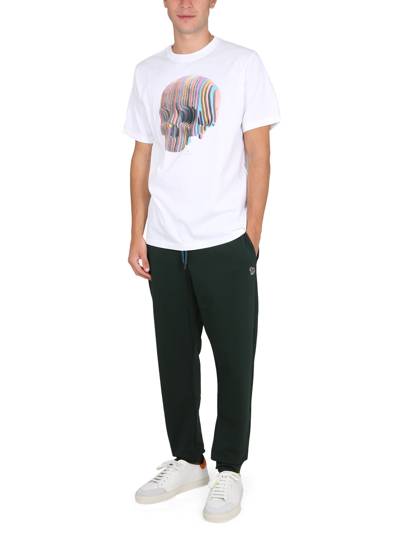 Shop Ps By Paul Smith Wooden Stripe Skull T-shirt In Bianco