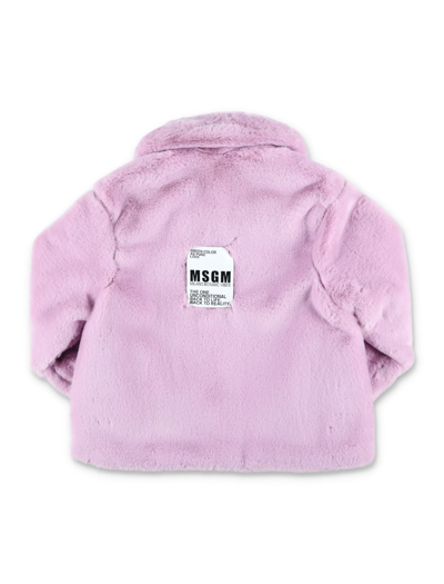 Shop Msgm Eco Fur Jacket In Lilac