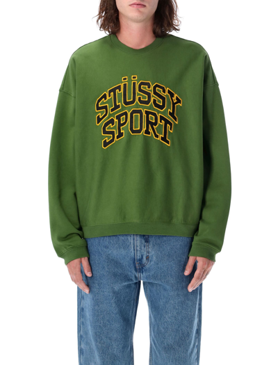 Stussy Relaxed Oversized Crew Green Cotton Crewneck Sweatshirt