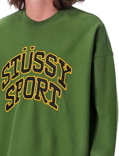 Stussy Relaxed Oversized Crew Green Cotton Crewneck Sweatshirt
